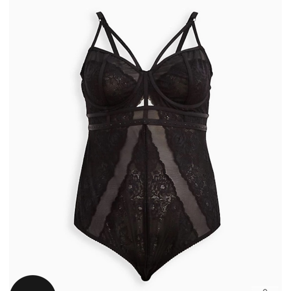Torrid Strappy Underwire Bodysuit - Lace & Mesh Rhinestones Size 4X NWT - Picture 4 of 7